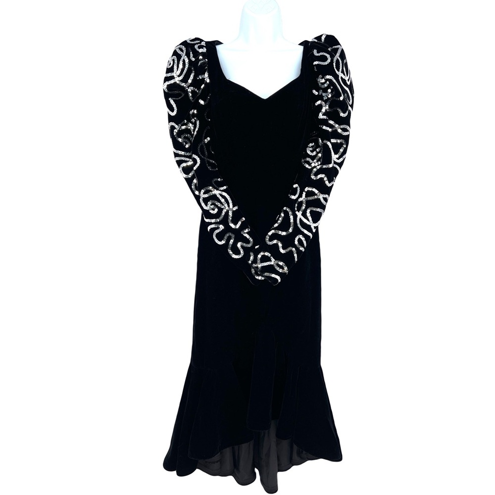 vintage velvet evening dress sequin 80s Dave &‎ Johnny - Picture 12 of 13